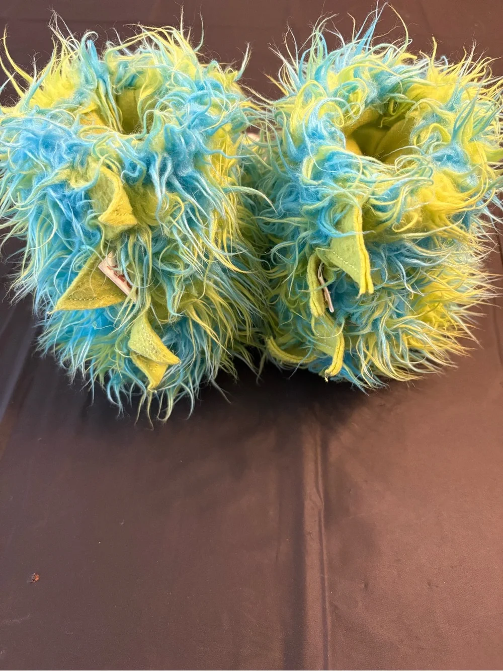 Lazy One Kids Monster Claw Slippers - Lime Green & Aqua Blue
